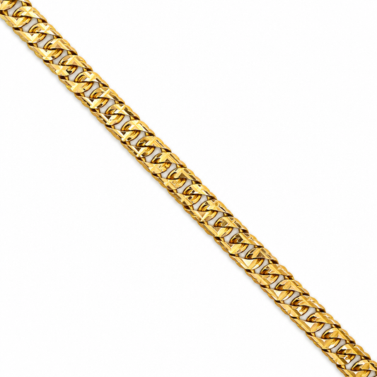 18K Yellow Gold Solid Double Cuban Interlocking Curb Chain - 22 Inches