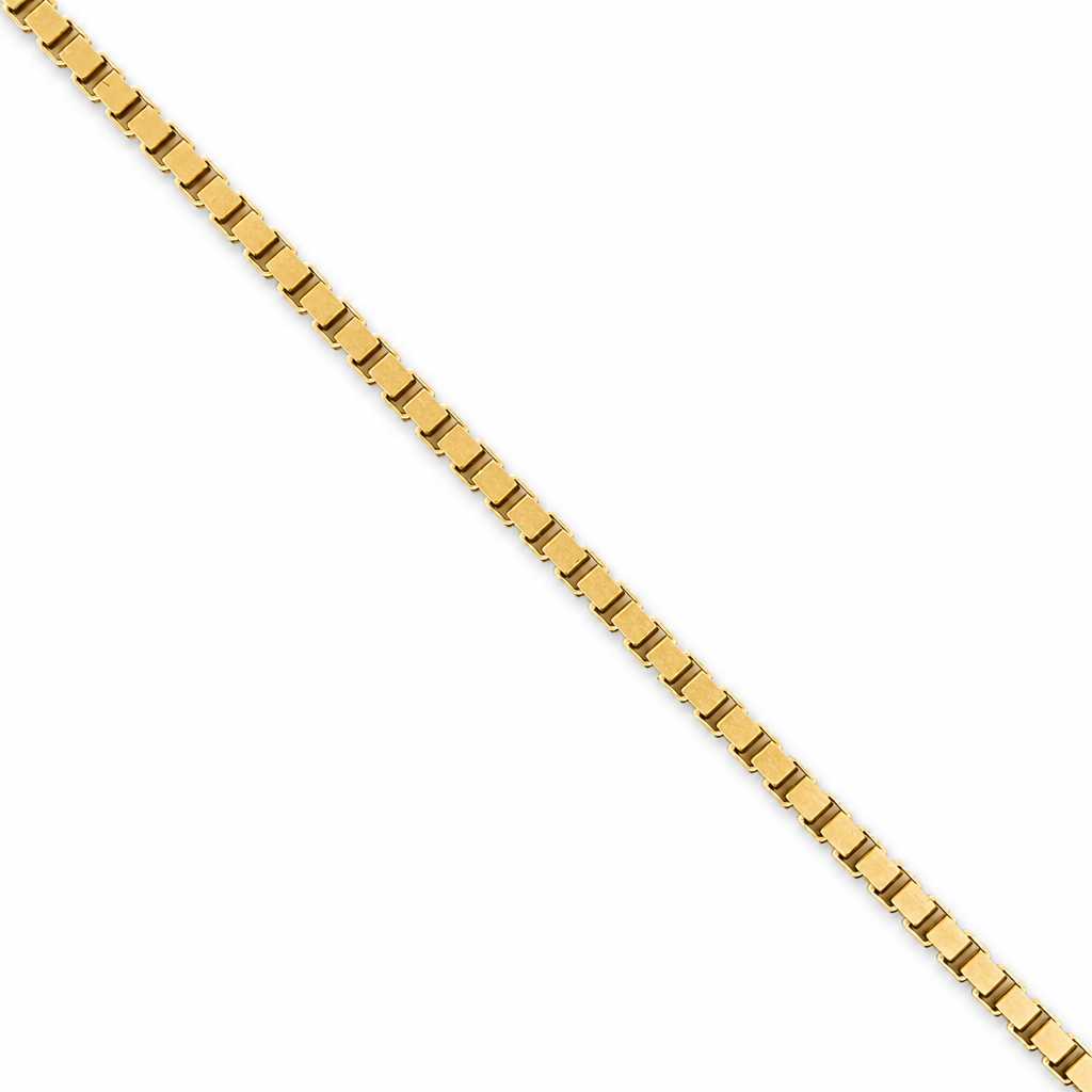 18K Yellow Gold Solid Venetian Box Chain - 18 Inches