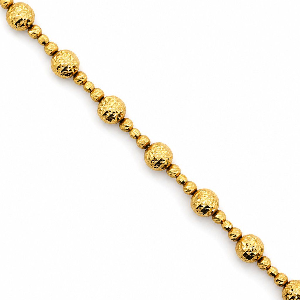 18K Yellow Gold Diamond-Cut Moon-Cut Bead Chain - 18 Inches