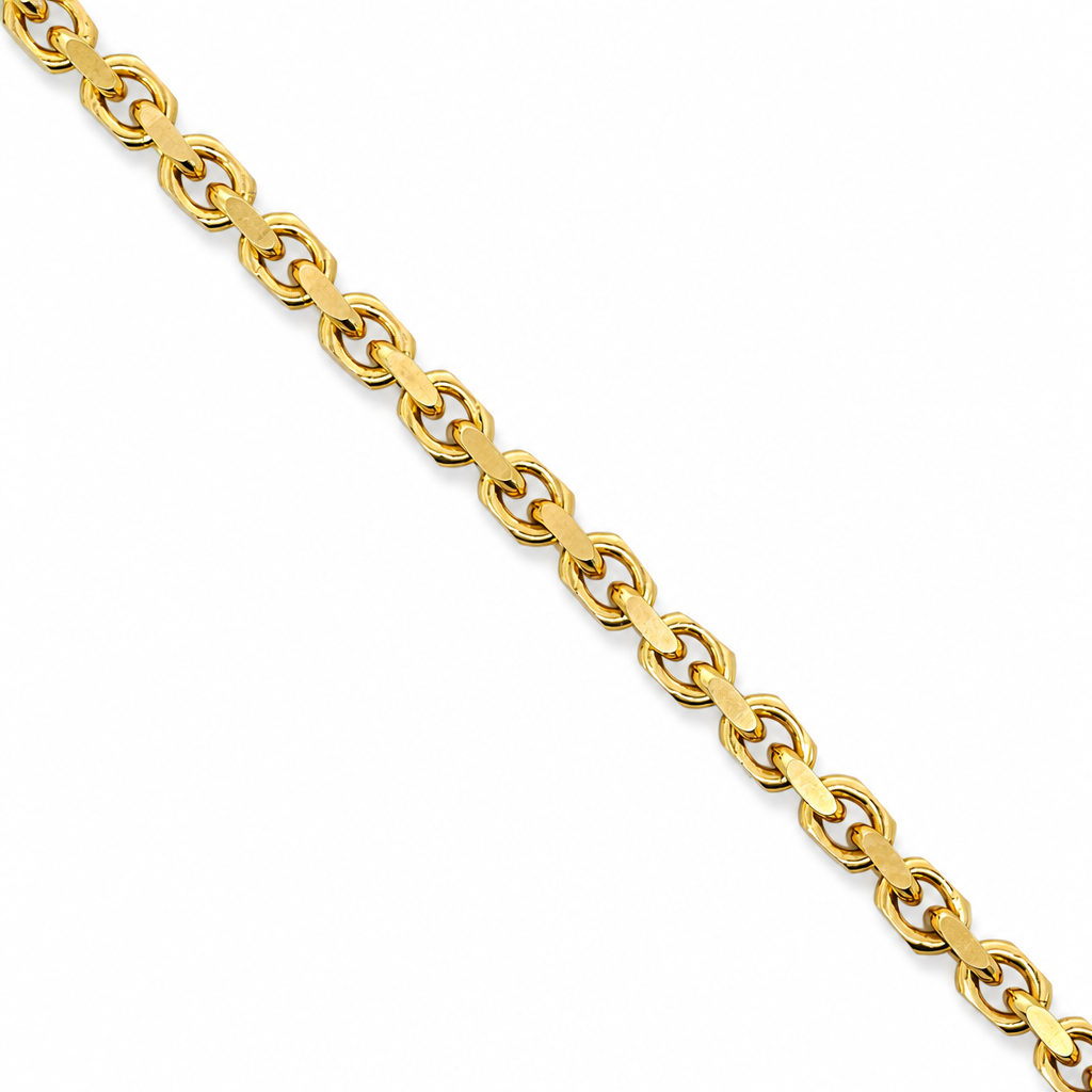 18K Yellow Gold Solid Anchor Cable Link Chain - 19 Inches
