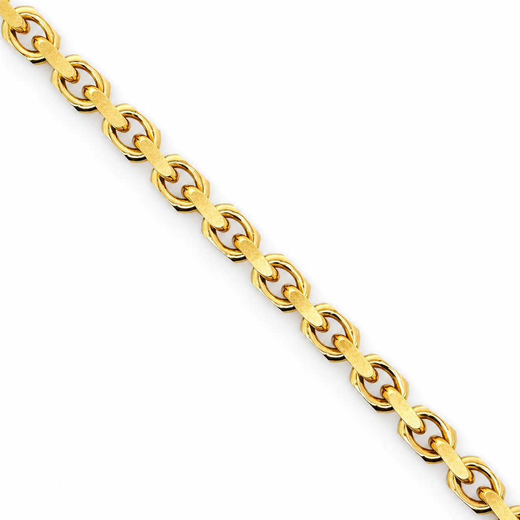 18K Yellow Gold Solid Anchor Cable Link Chain - 22 Inches