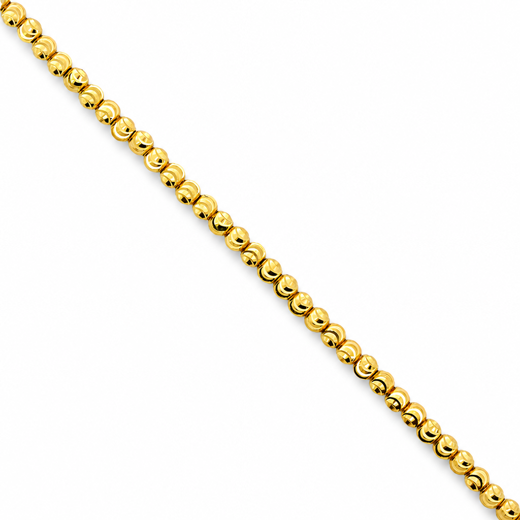 18K Yellow Gold Moon-Cut Faceted Bead Chain - 20 Inches