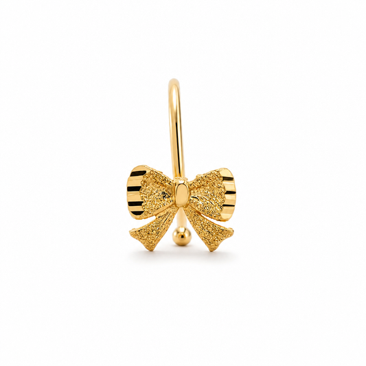 24K Solid Gold Boxtie Nose Ring Hoop