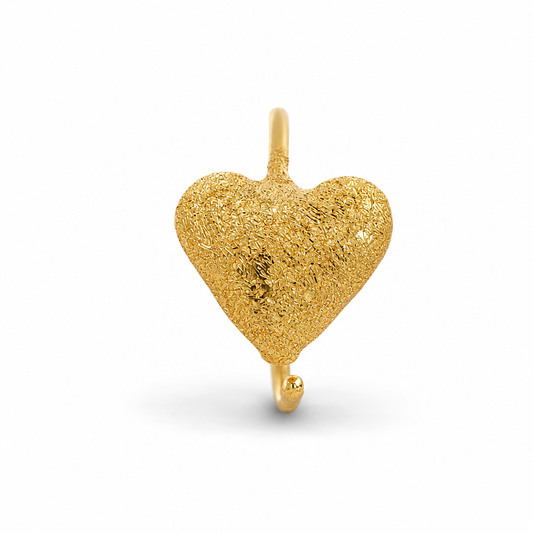 24K Solid Gold Heart Nose Ring Hoop