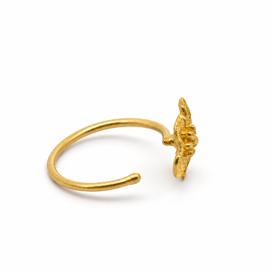 24K Solid Gold 5-Petal Flower Nose Ring Hoop