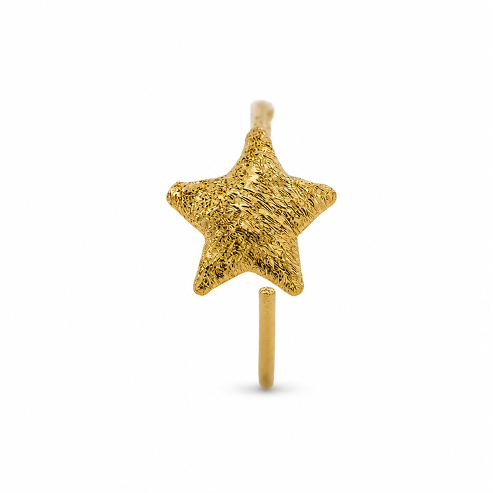 24K Solid Gold Star Nose Ring Hoop