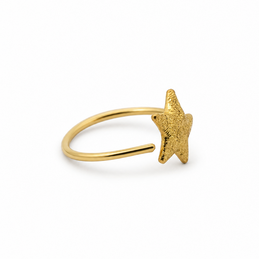 24K Solid Gold Star Nose Ring Hoop
