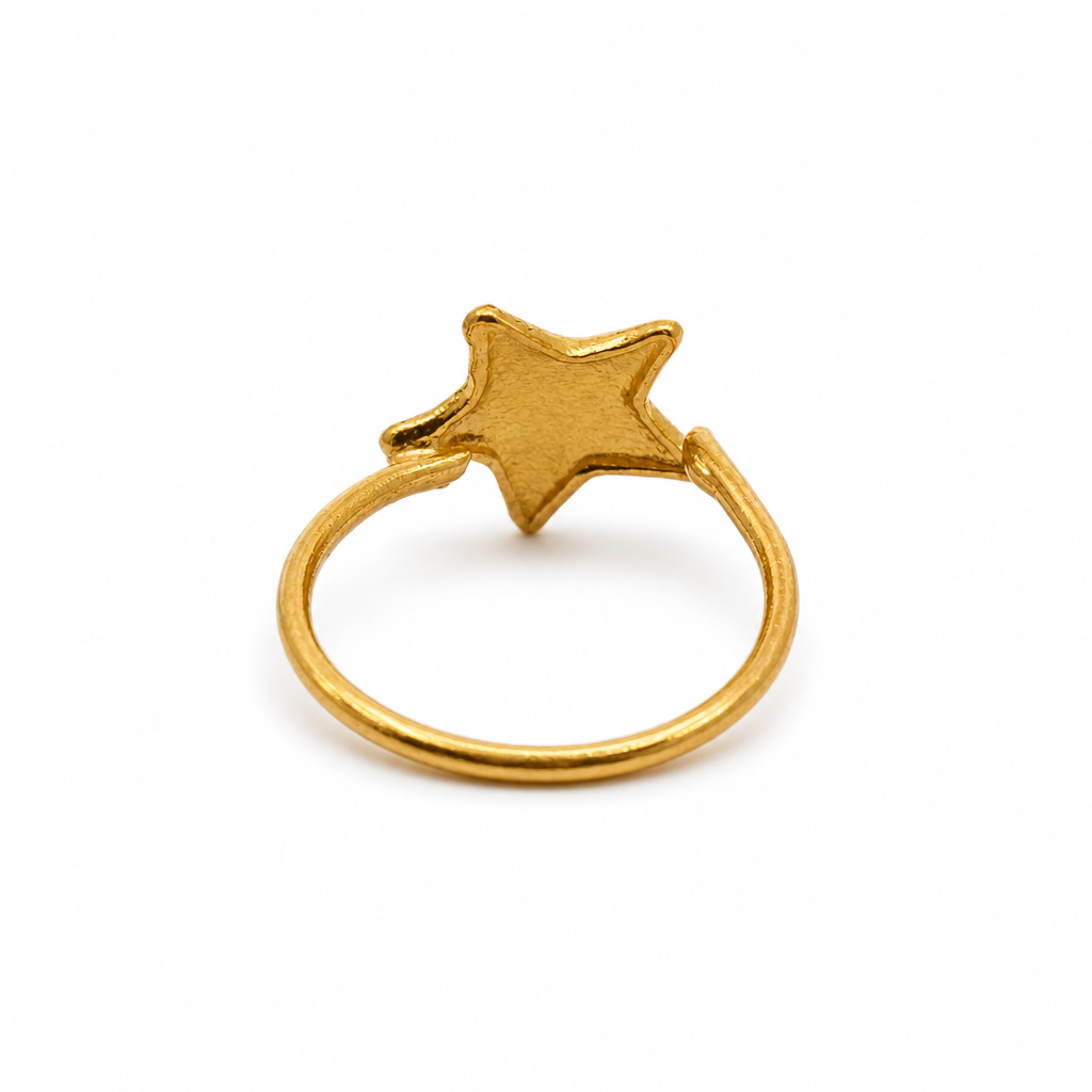 24K Solid Gold Star Nose Ring Hoop