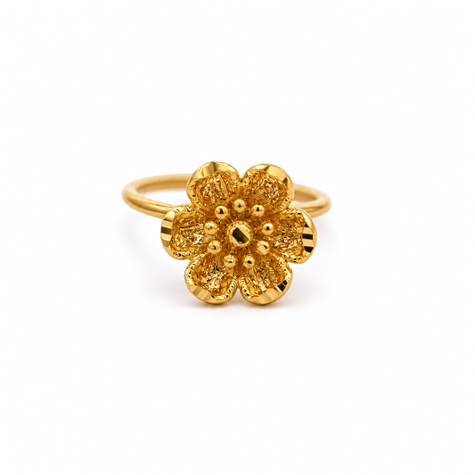 24K Solid Gold 6-Petal Hibiscus Flower Nose Ring Hoop