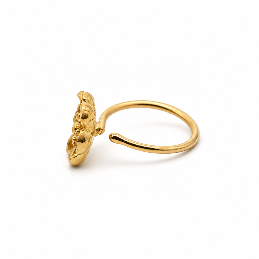 24K Solid Gold 6-Petal Hibiscus Flower Nose Ring Hoop