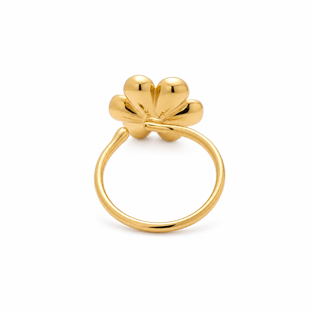 24K Solid Gold 6-Petal Hibiscus Flower Nose Ring Hoop