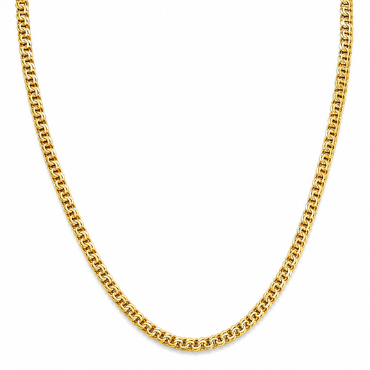 18K Yellow Gold Solid Double Curb Garibaldi Link Chain - 23 Inches