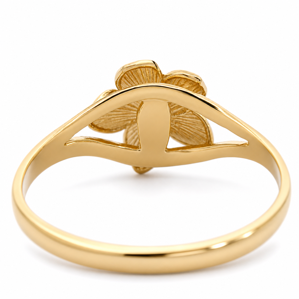 10K Yellow Gold Single Hibiscus Flower Ring