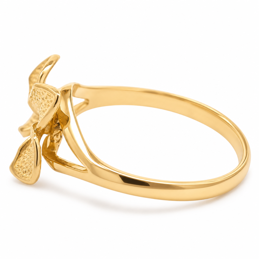 10K Yellow Gold Hibiscus Flower Ring