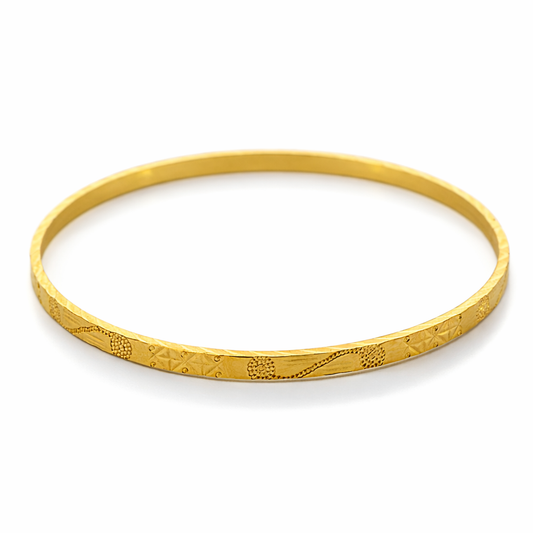 24K Yellow Gold Hammer Style Bangle