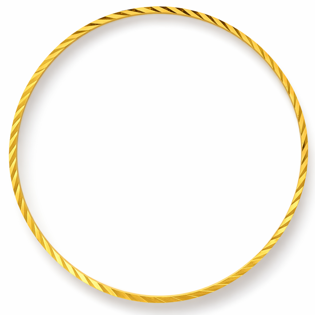 24K Yellow Gold Hammer Style Bangle