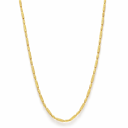 24K Yellow Gold Barrels & Lantern Chain Necklace - 24 Inch