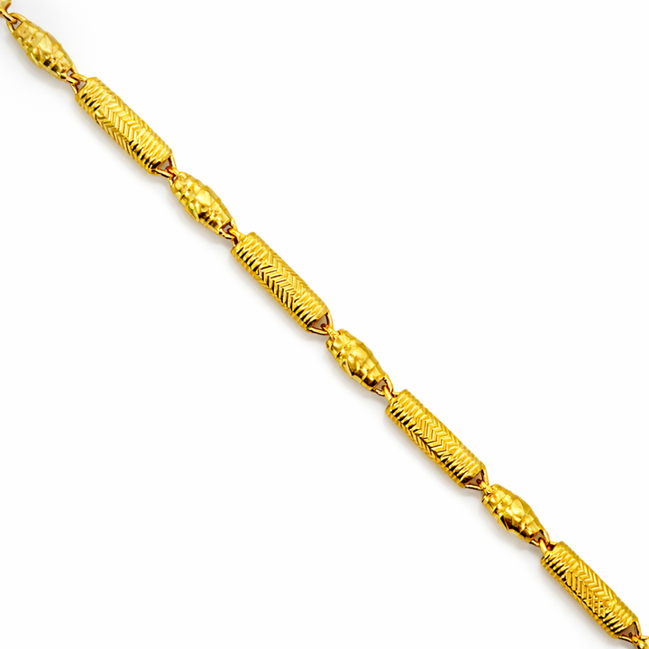 24K Yellow Gold Hollow Barrels & Lantern Chain - 24 Inches