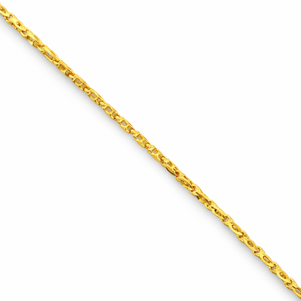 24K Yellow Gold Fish Style Chain Necklace