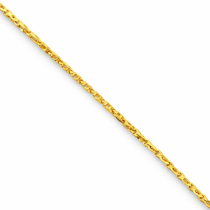 24K Yellow Gold Solid Fish Style Chain - 18 Inches