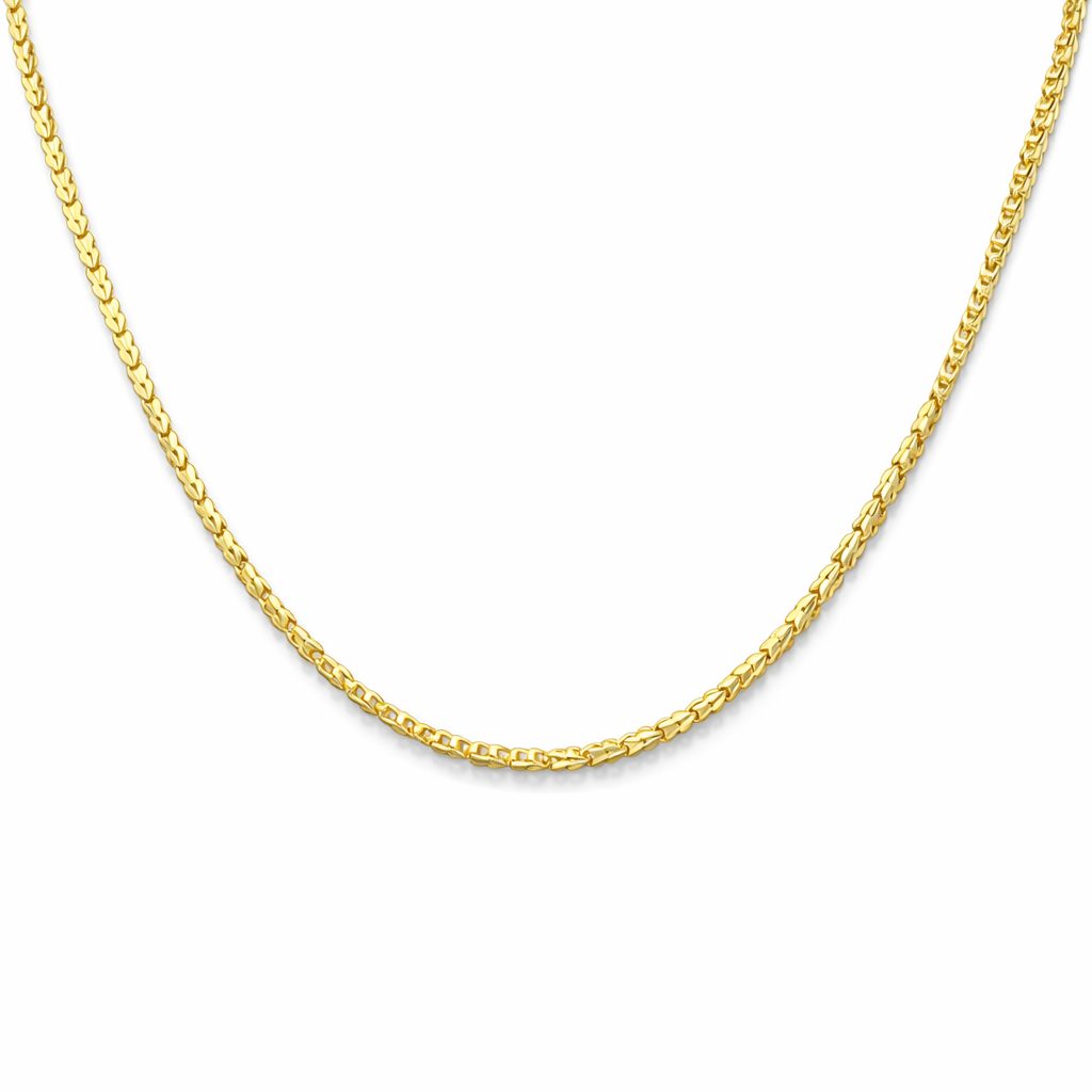 24K Yellow Gold Fish Style Chain Necklace - 18 Inch