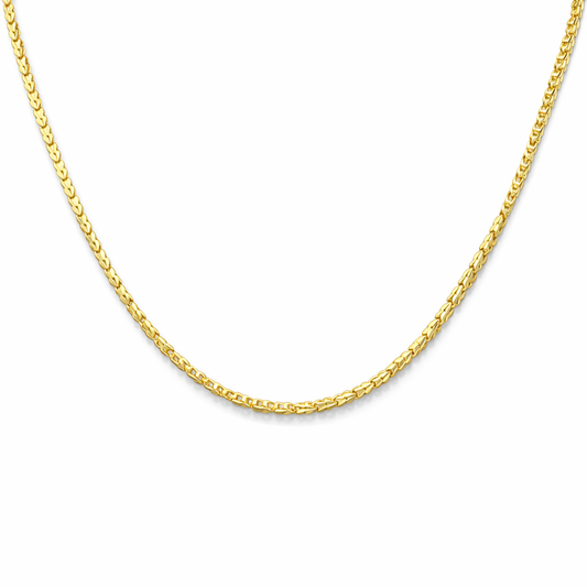 24K Yellow Gold Fish Style Chain Necklace - 18 Inch