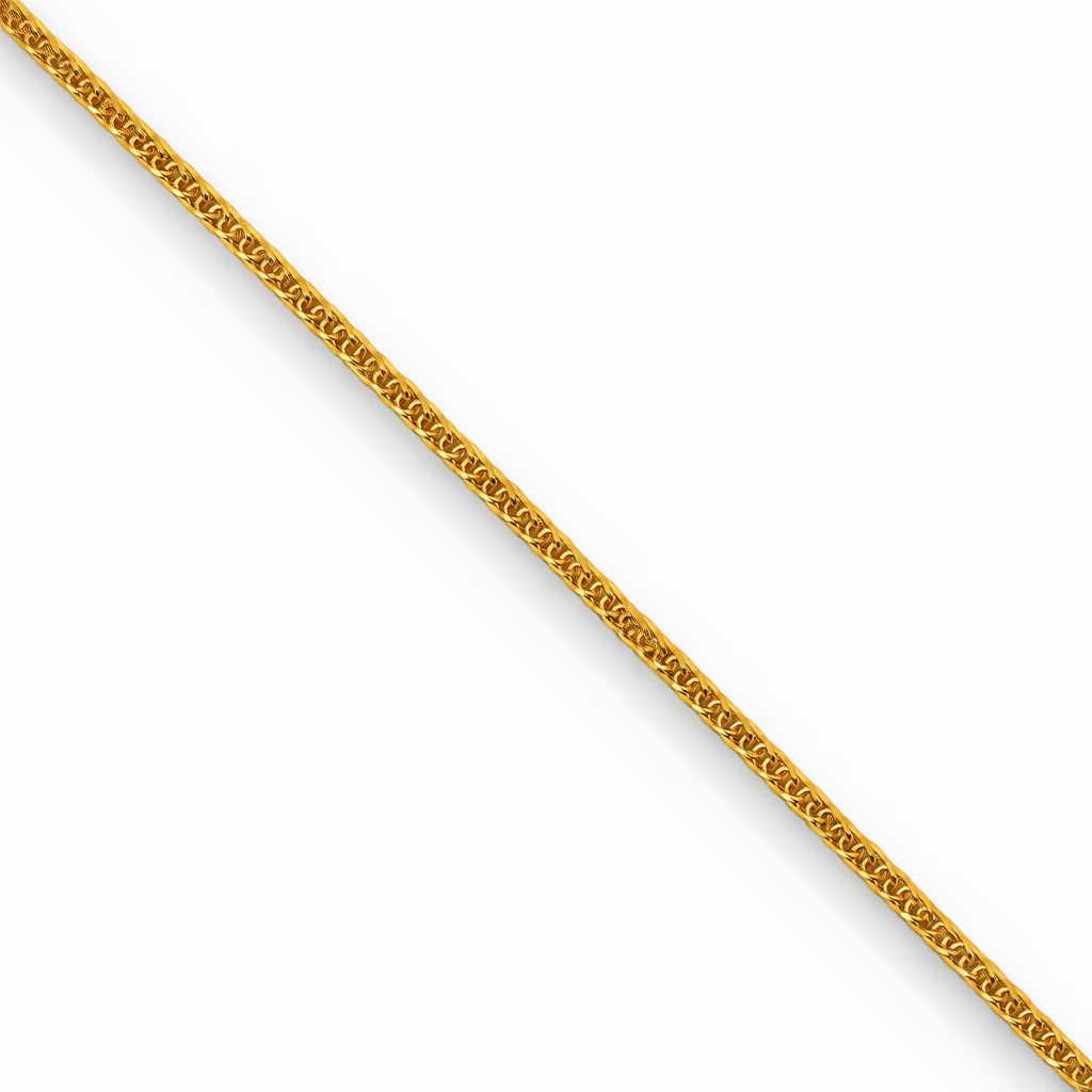 24K Yellow Gold Braided Wheat Chain Necklace - 16 Inch