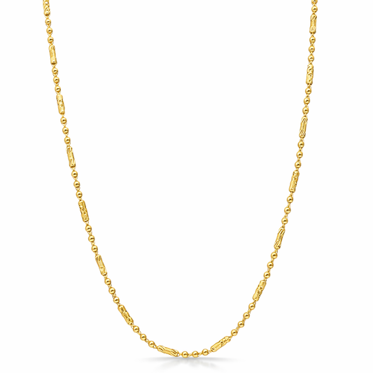 24K Yellow Gold Balls & Lanterns Chain Necklace - 24 Inch