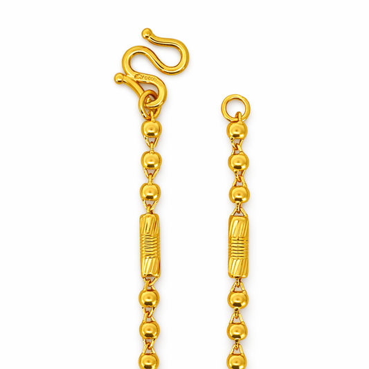 24K Yellow Gold Balls & Lanterns Chain Necklace - 24 Inch