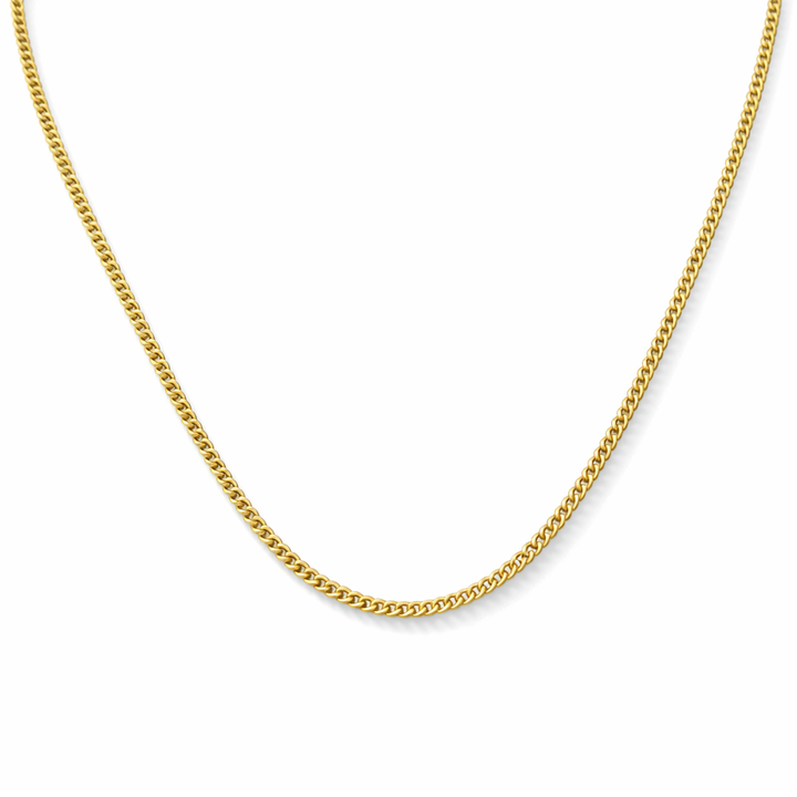 24K Yellow Gold Solid Flat Cuban Chain - 18 Inches
