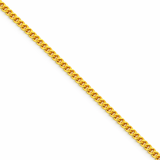 24K Yellow Gold Flat Cuban Chain Necklace - 18 Inch
