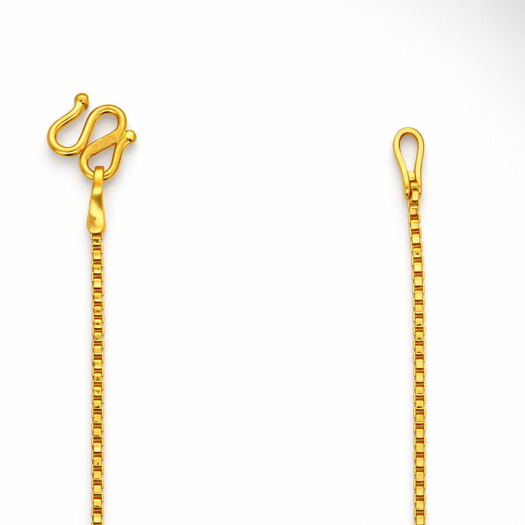 24K Yellow Gold Box Links Chain Necklace - 18 Inch