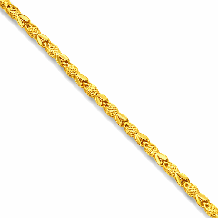 24K Yellow Gold Solid Puffy Fish Chain - 24 Inches