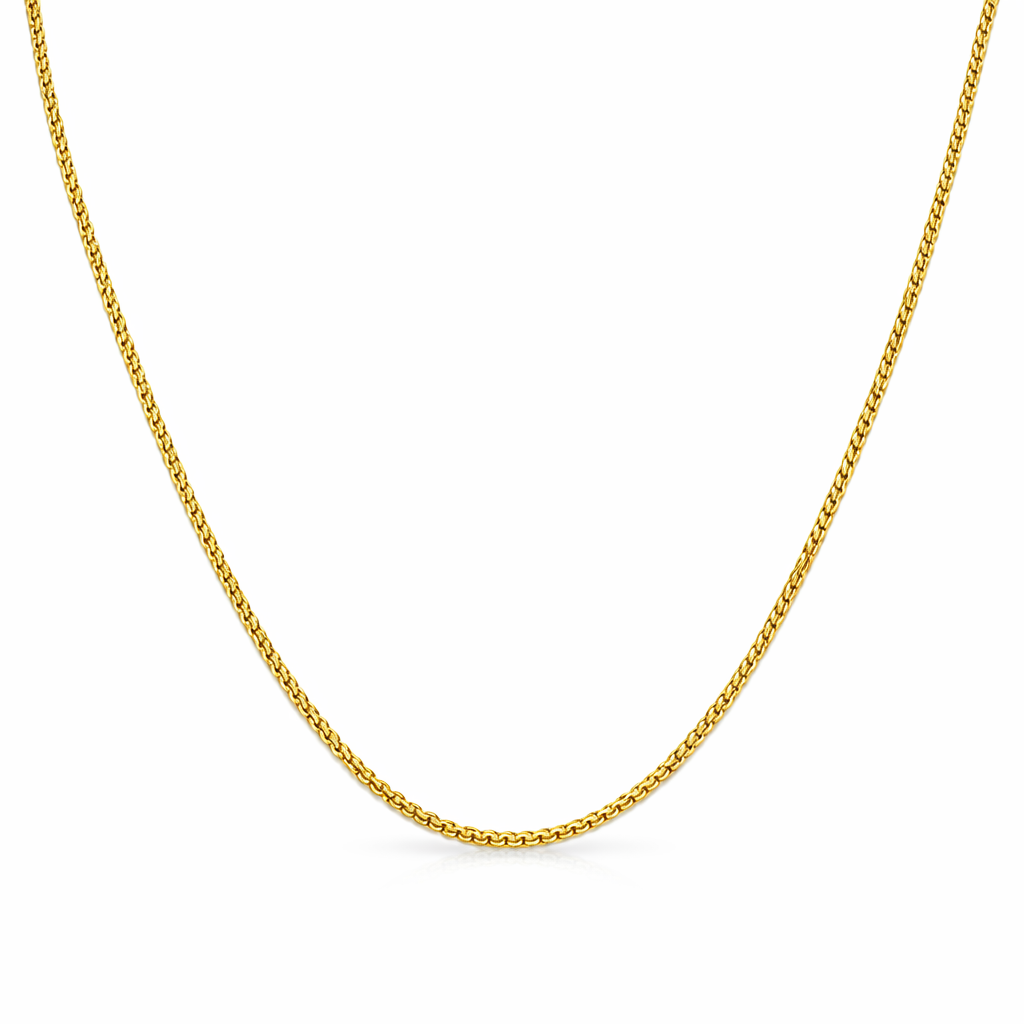 24K Yellow Gold Venetian Style Chain Necklace - 18 Inch