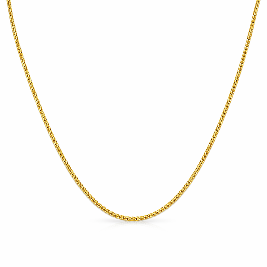 24K Yellow Gold Venetian Style Chain Necklace - 18 Inch