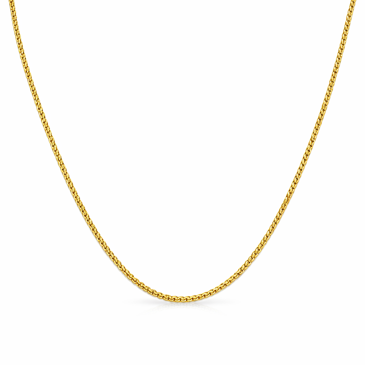 24K Yellow Gold Solid Venetian Style Chain - 18 Inches