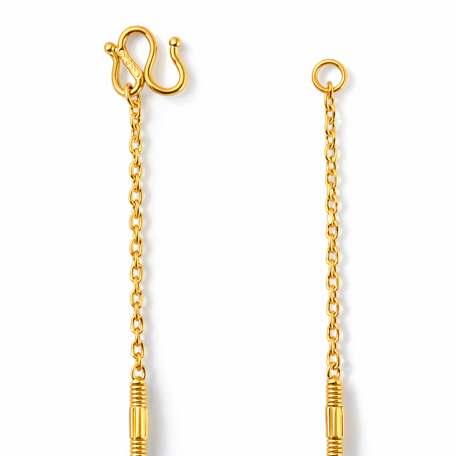 24K Yellow Gold Links & Barrels Chain Necklace - 18 Inch