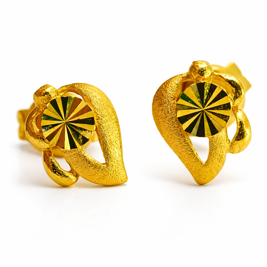 24K Yellow Gold Design with Precision Cut Circle Earrings
