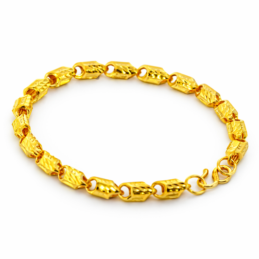 24K Yellow Gold Figaro Links Bracelet - 7.25 Inch