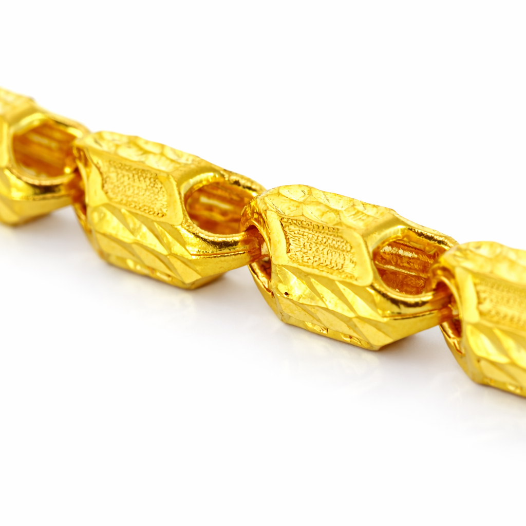 24K Yellow Gold Figaro Links Bracelet - 7.25 Inch