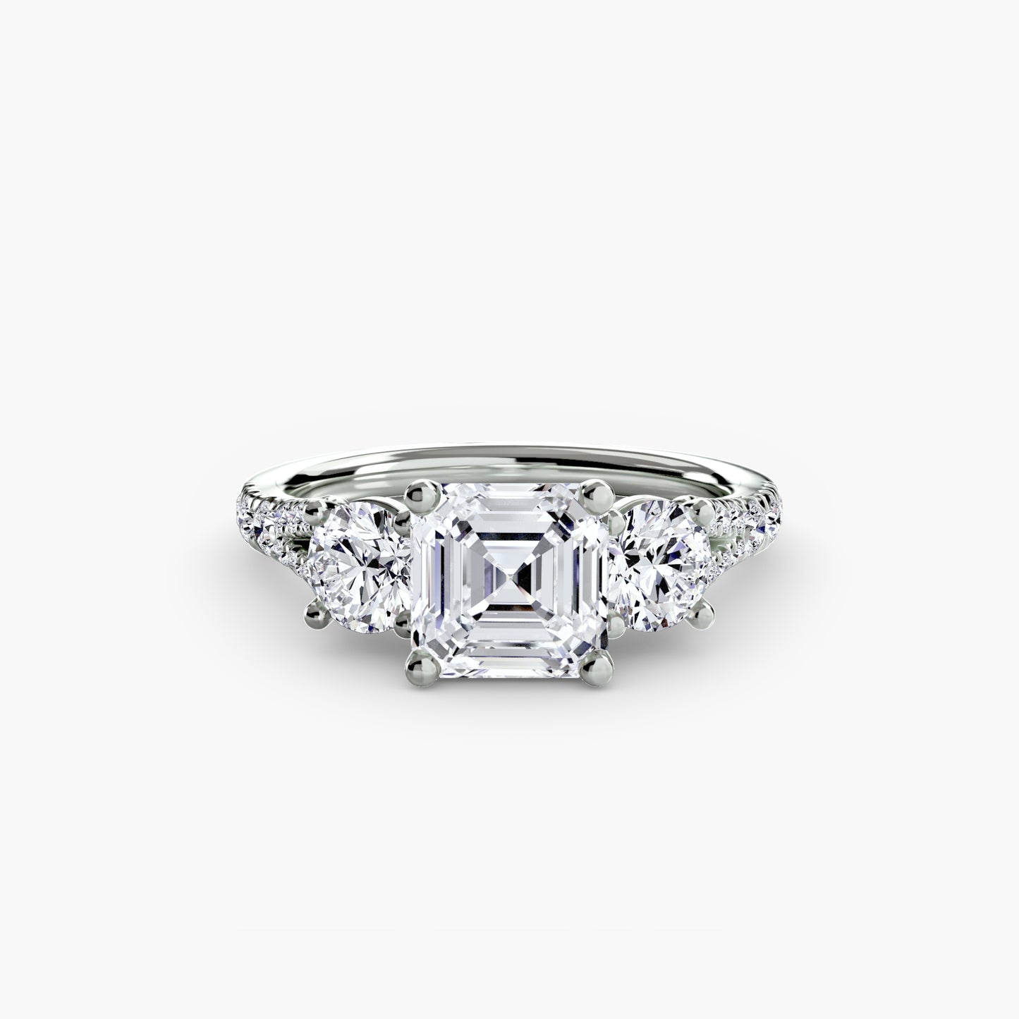 Anillo de tres piedras con banda pavé 3