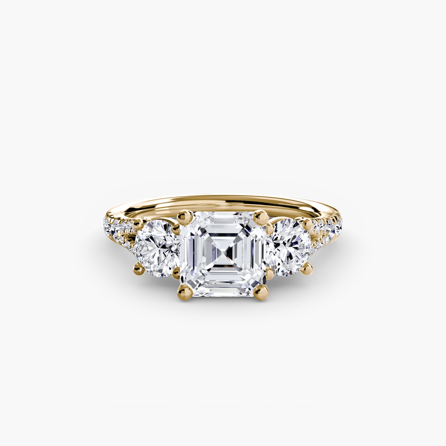 Anillo de tres piedras con banda pavé 3