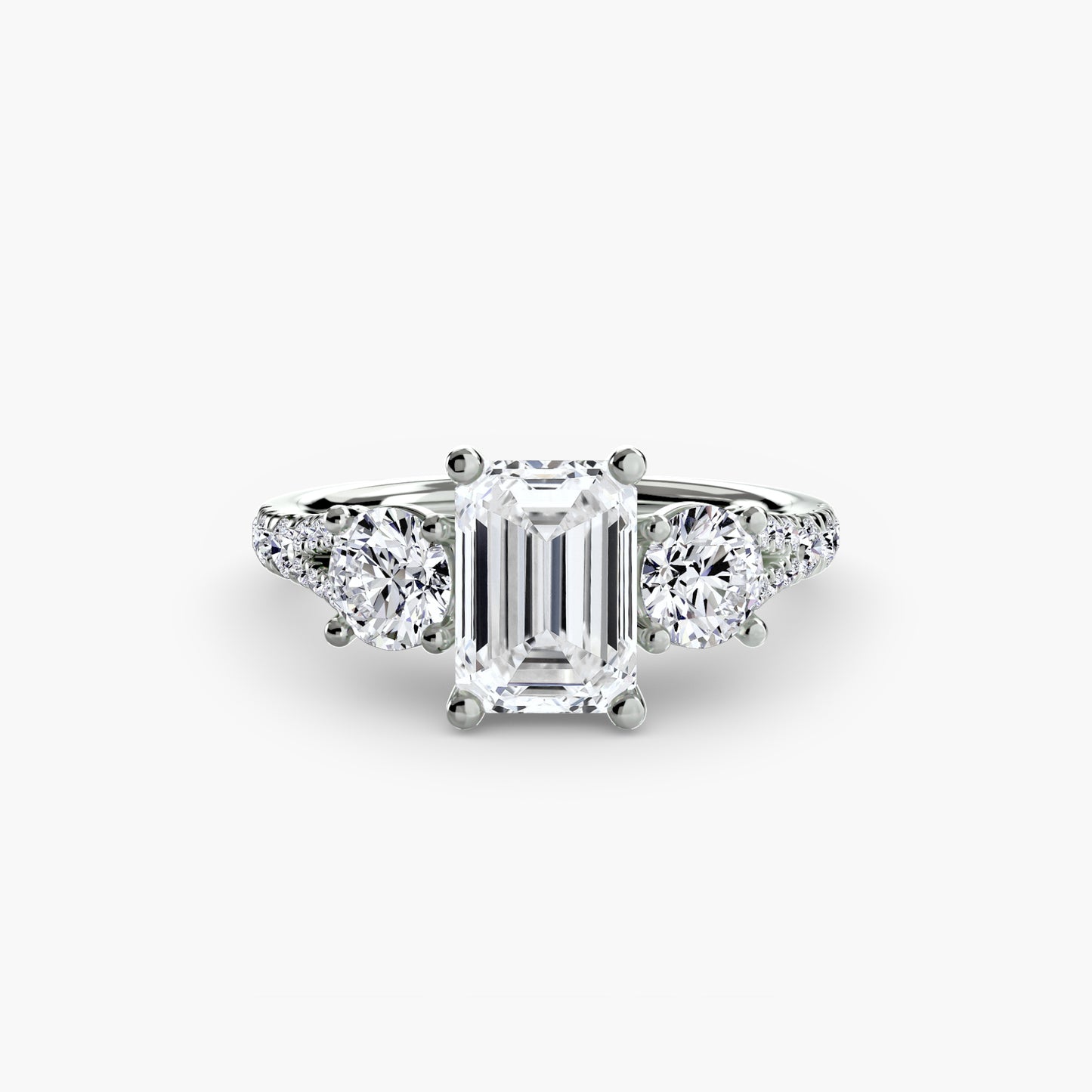 Anillo de tres piedras con banda pavé 3