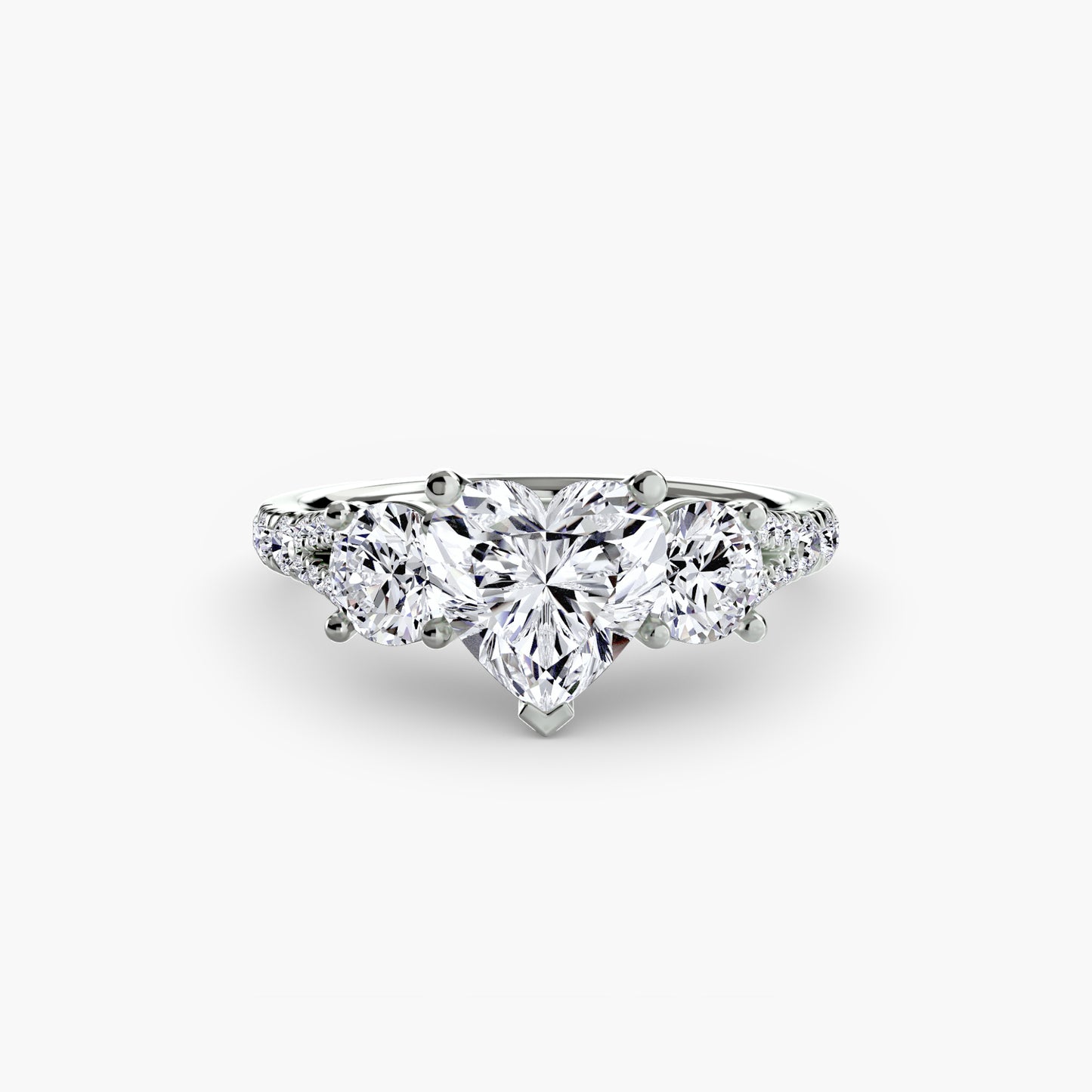 Anillo de tres piedras con banda pavé 3