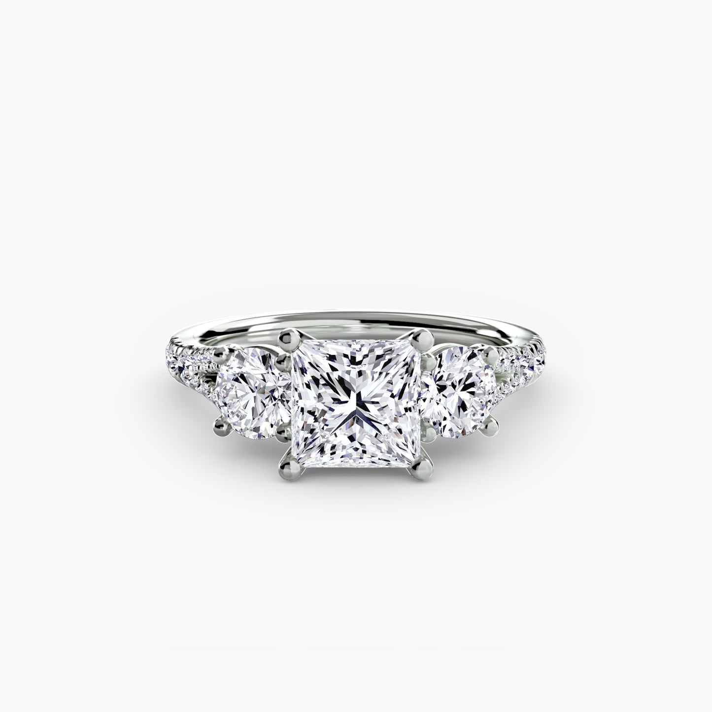 Anillo de tres piedras con banda pavé 3