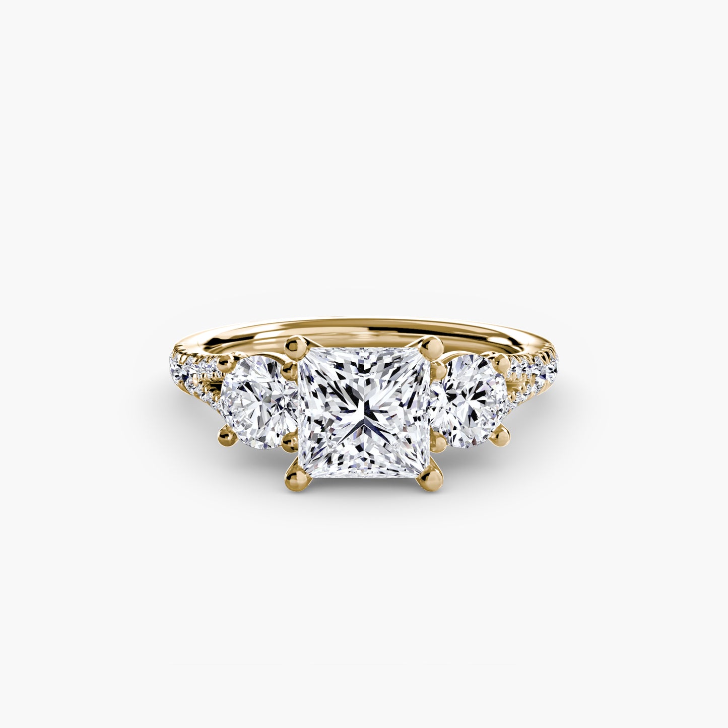 Anillo de tres piedras con banda pavé 3