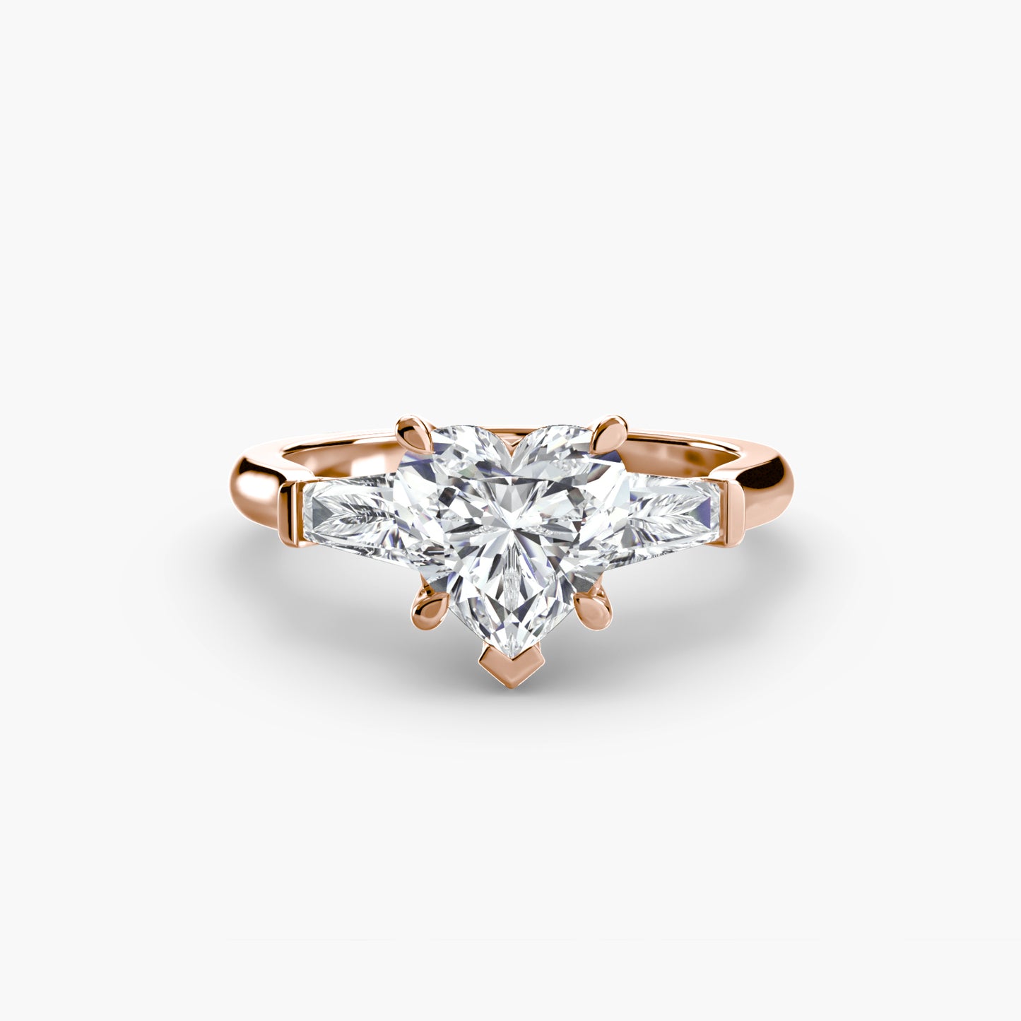 Anillo de tres piedras (piedras laterales baguette)