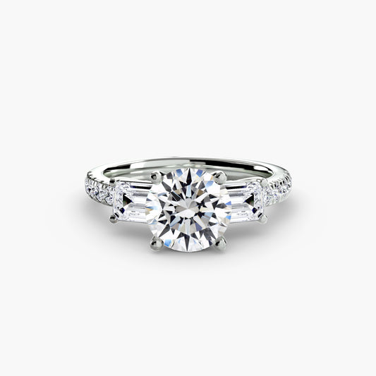 Anillo de tres piedras con banda pavé 4