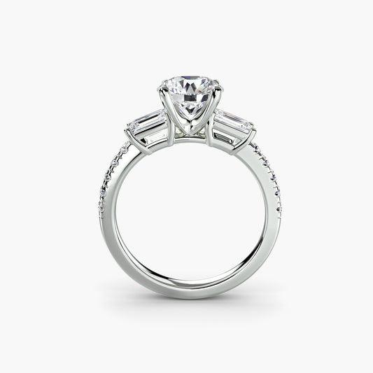 Anillo de tres piedras con banda pavé 4