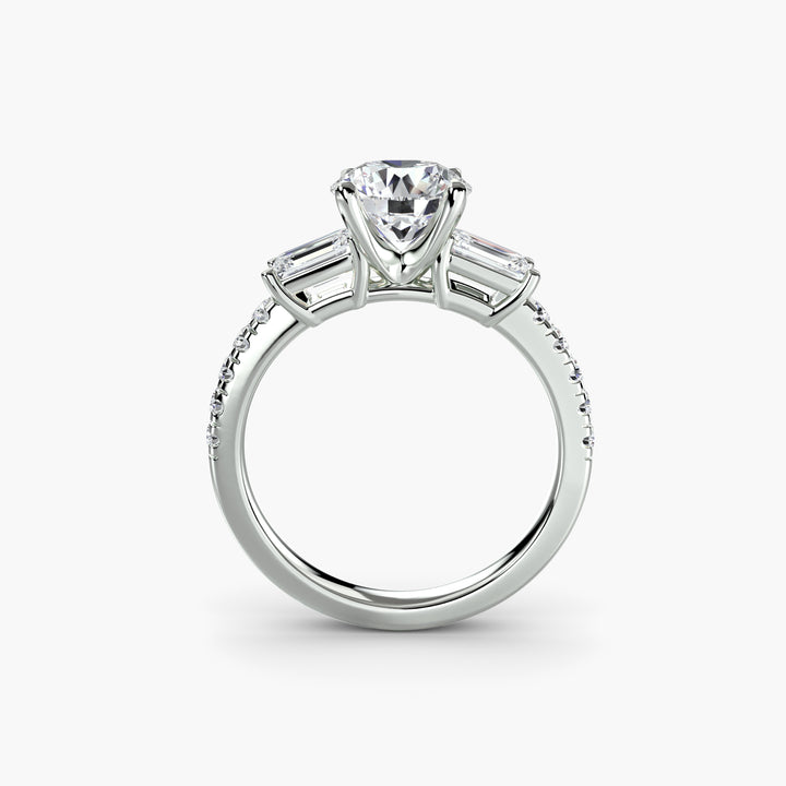 Anillo de tres piedras con banda pavé 4